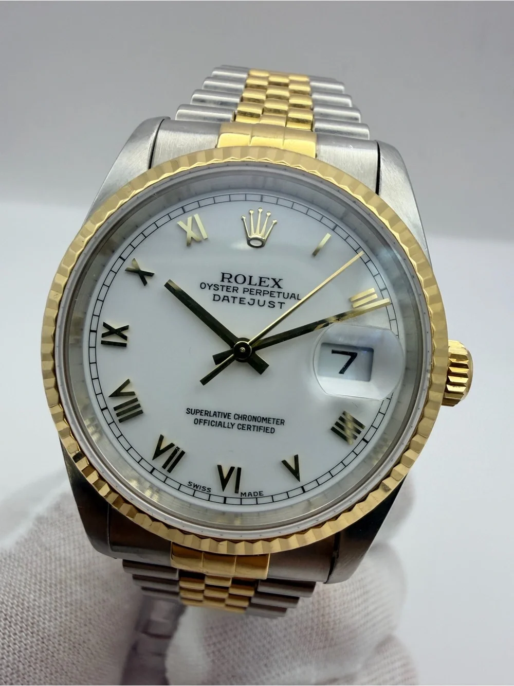 Rolex Two-Tone Gold and Silver Datejust with White Dial